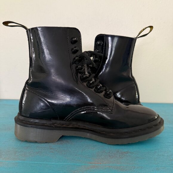 Dr. Martens Women's Pascal Black Patent Leather Lamper Boots Sz 6 - Picture 6 of 13